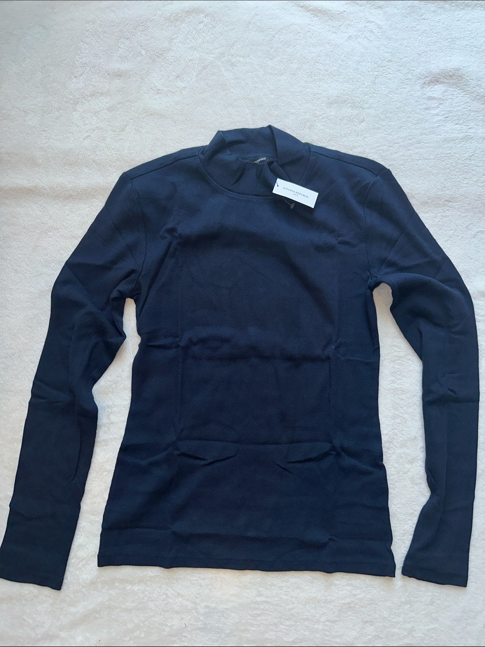 Banana Republic Women’s Small Navy Mock Neck Long-Sleeve Top
